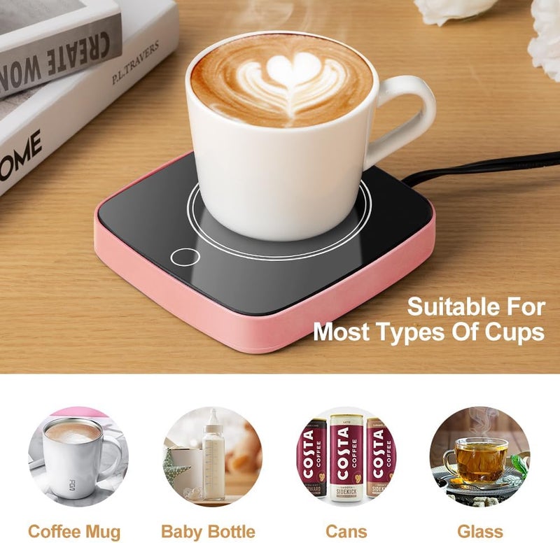 Defashun Coffee Mug Warmer Waterproof Smart Cup Warmer with 3 Temperature Setting for Warming & Heating Coffee, Beverage, Milk, Tea and Hot Chocolate (Pink) - Image 5